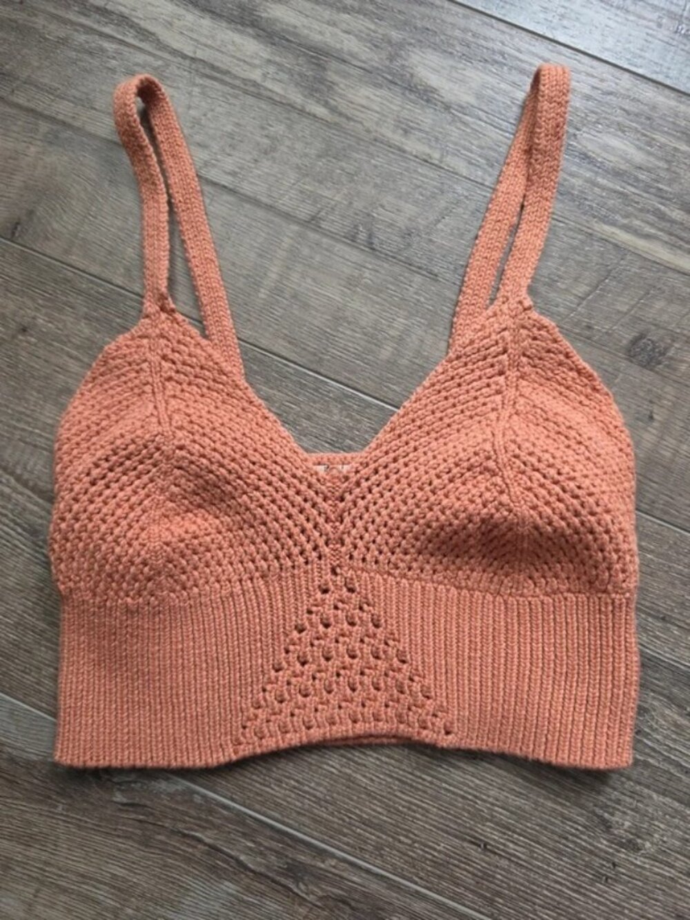 Free People XS coral crochet festival crop top boho